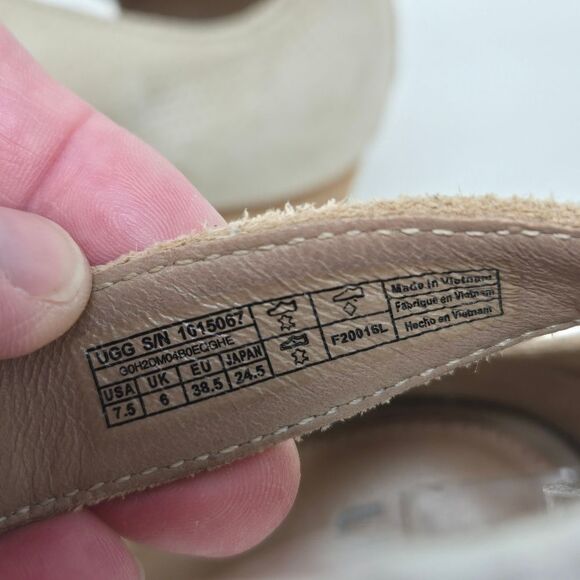 UGG Women's Yasmin Snake Gladiator Wedge Sandal Horchata Leather Size 7.5 B - Picture 7 of 14